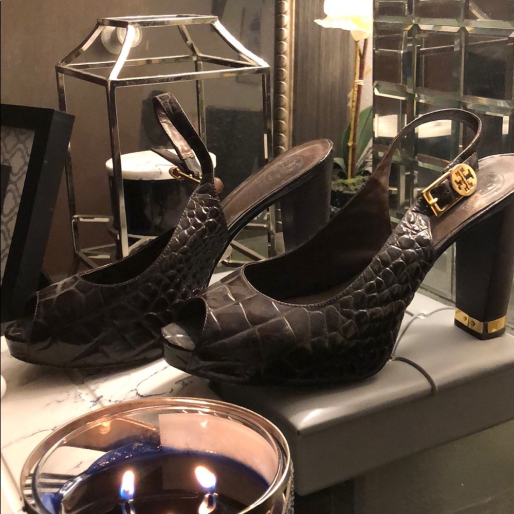 Tory Burch All Leather Allison Croc